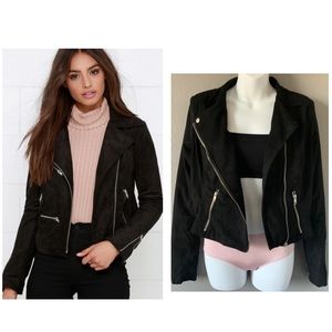 NEW Black Suede Moto Jacket Small